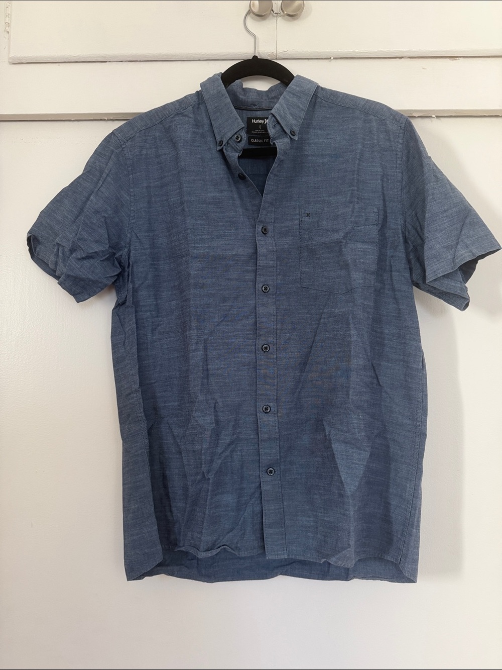 Hurley Chambray Blue Short-Sleeve Button-Down Shirt